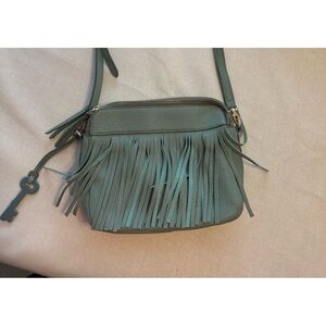 Fossil leather fringe camera bag